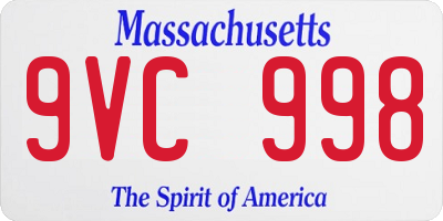 MA license plate 9VC998