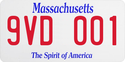 MA license plate 9VD001