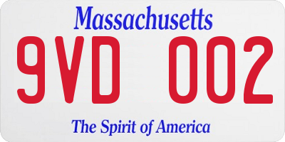 MA license plate 9VD002
