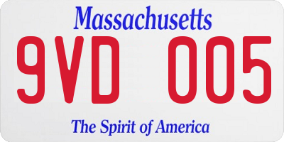 MA license plate 9VD005