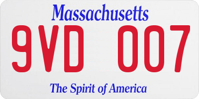 MA license plate 9VD007