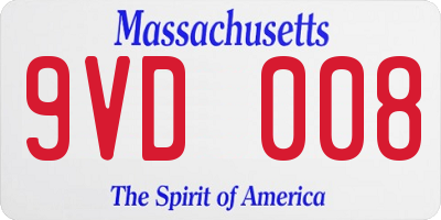 MA license plate 9VD008