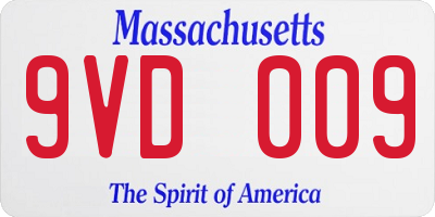 MA license plate 9VD009