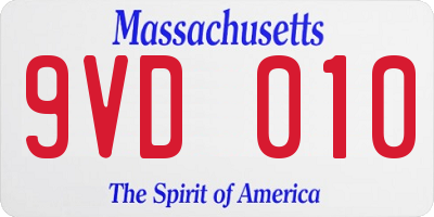 MA license plate 9VD010