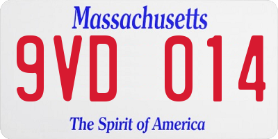 MA license plate 9VD014
