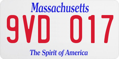 MA license plate 9VD017