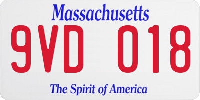 MA license plate 9VD018