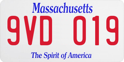 MA license plate 9VD019
