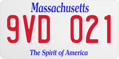MA license plate 9VD021