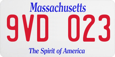 MA license plate 9VD023