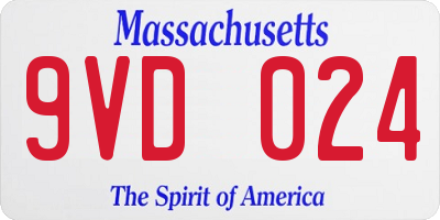 MA license plate 9VD024