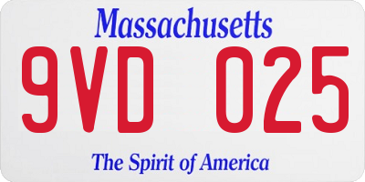 MA license plate 9VD025