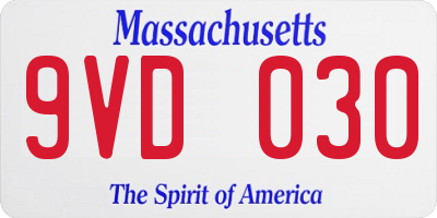 MA license plate 9VD030