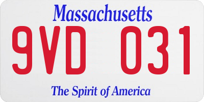 MA license plate 9VD031