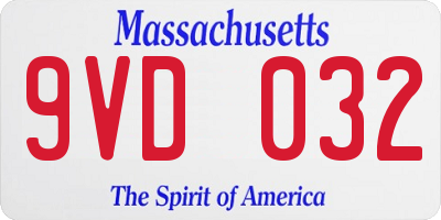 MA license plate 9VD032
