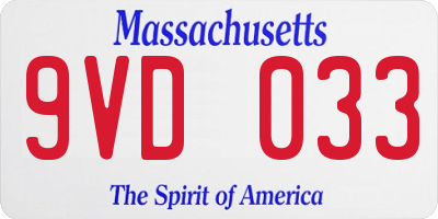MA license plate 9VD033