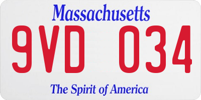 MA license plate 9VD034