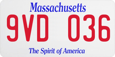 MA license plate 9VD036
