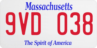 MA license plate 9VD038