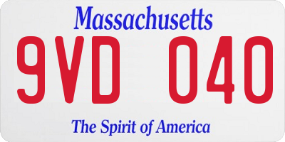 MA license plate 9VD040