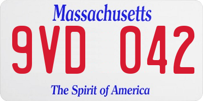 MA license plate 9VD042
