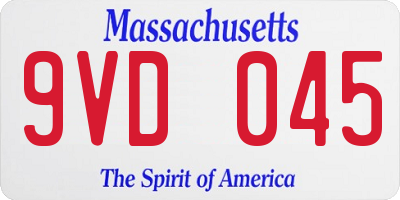 MA license plate 9VD045