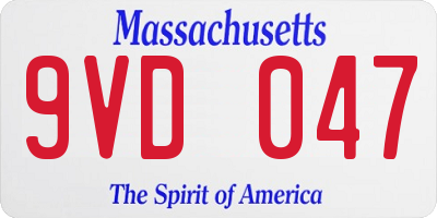 MA license plate 9VD047