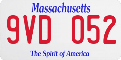 MA license plate 9VD052