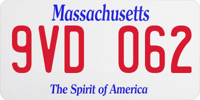 MA license plate 9VD062