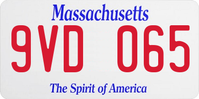 MA license plate 9VD065
