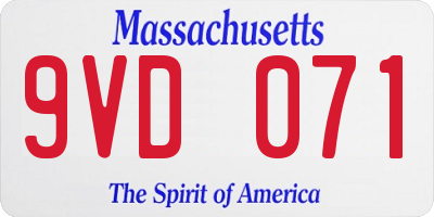 MA license plate 9VD071