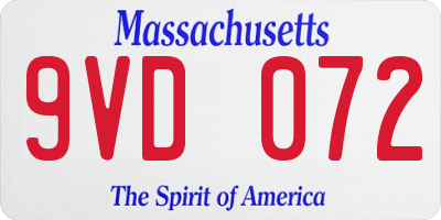 MA license plate 9VD072