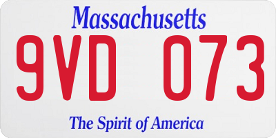 MA license plate 9VD073
