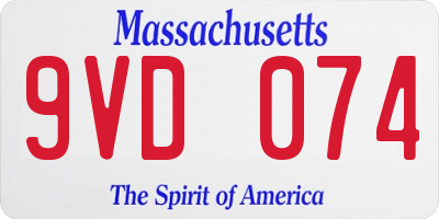MA license plate 9VD074