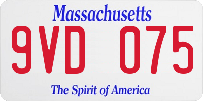 MA license plate 9VD075