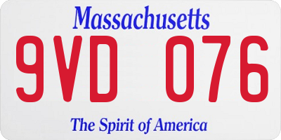 MA license plate 9VD076