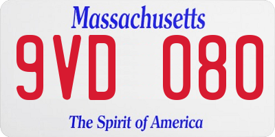 MA license plate 9VD080