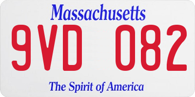 MA license plate 9VD082