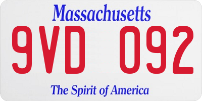 MA license plate 9VD092