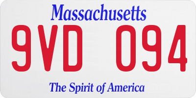 MA license plate 9VD094