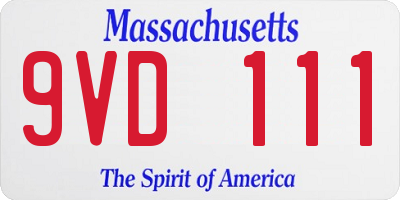 MA license plate 9VD111
