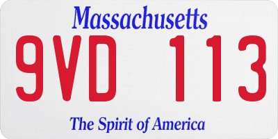 MA license plate 9VD113