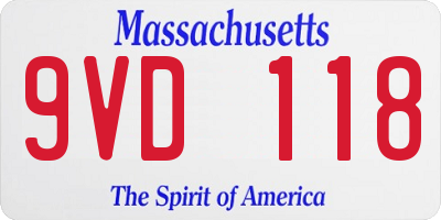 MA license plate 9VD118