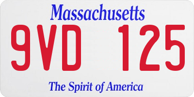 MA license plate 9VD125
