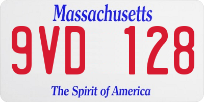 MA license plate 9VD128