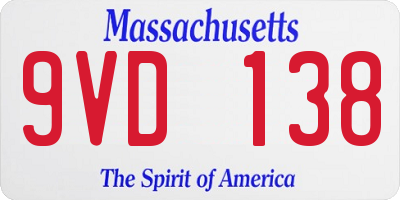 MA license plate 9VD138
