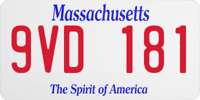 MA license plate 9VD181