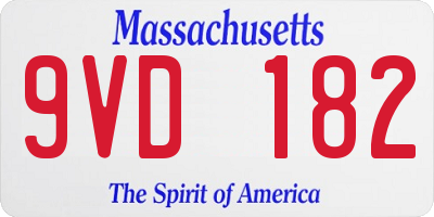 MA license plate 9VD182