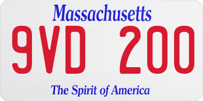 MA license plate 9VD200