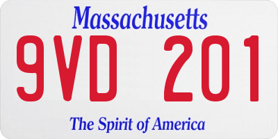 MA license plate 9VD201